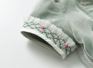 ชุดเดรสผ้าทูลแขนสั้นสำหรับเด็ก, ชุดเดรสผ้าโปร่งปักลายดอกไม้สำหรับปาร์ตี้วันเกิดฤดูร้อน - Product Image 5