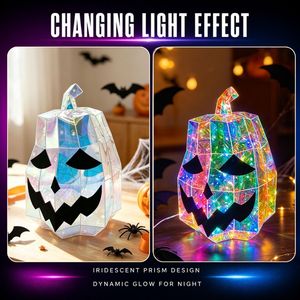 Lanterne citrouille irisée lumineuse pour Noël, lumières Jack-O'-lantern pour la décoration de centre de table de fête d'Halloween - Product Image 5