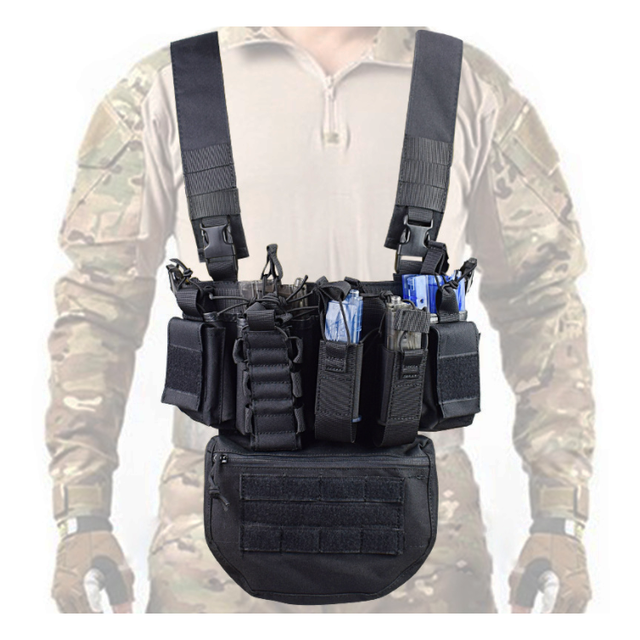 Yakeda Chest Rig Tactical Vest Soft Ranger Security Hunting Tactical Training Harness Vest with Storage Bag