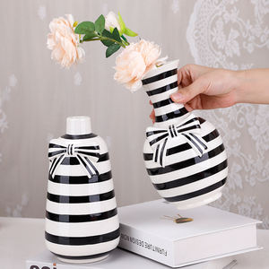 रेडीको काले सफेद धारीदार धनुष सिरेमिक vase सेट आधुनिक सजावटी vase कस्टम सिरेमिक फूल vase घर सजावट टेबल सेंटरपीस - Product Image 2
