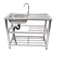 Évier de cuisine/laverie rectangulaire moderne 7540 SY en acier inoxydable brossé et laiton, à poser sur comptoir, avec robinet