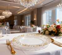 Assiette de Présentation Moderne en Plastique PS Durable, Forme Irrégulière, Motif Floral Doré en Relief, Personnalisable, Marque Jiahe - MOQ 100 pièces, Luxe