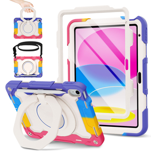 Funda Protectora para <span class=keywords><strong>iPad</strong></span> 10.ª Generación, con Soporte, Correa de Mano, Silicona y PC, para <span class=keywords><strong>iPad</strong></span> 10.ª Generación de 10.9 Pulgadas - Product Image 1