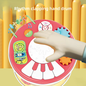 Ensemble <span class=keywords><strong>de</strong></span> jouets <span class=keywords><strong>de</strong></span> batterie, piano et microphone 2 en 1, tambours électriques rotatifs multifonctionnels pour enfants - Product Image 4