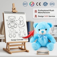 Ours en peluche super doux personnalisé en gros, jouet en peluche bleu en vrac, poupée OEM rembourrée en coton PP, certifiée EN71 pour bébés