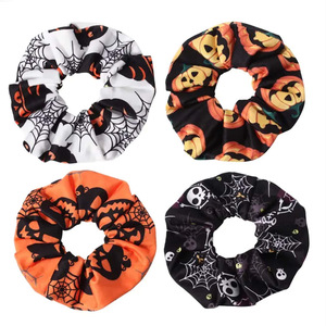 12 Pièces Chouchous pour Cheveux Halloween : Chouchous d'Automne à Motifs Citrouille Effrayante, Crâne, Fantôme, Chauve-souris, Étoile, Lune, Bonbon, Toile d'Araignée, Squelette - Product Image 2