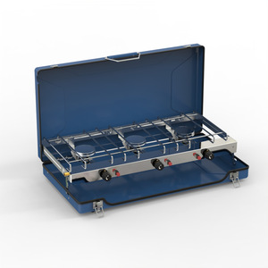 Réchaud de <span class=keywords><strong>camping</strong></span> pliable portable d'extérieur à <span class=keywords><strong>gaz</strong></span>, trois brûleurs, coupe-vent, style <span class=keywords><strong>Primus</strong></span>, en acier inoxydable, pour 3 à 5 personnes, design compact - Product Image 4