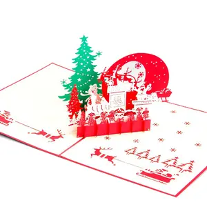 스타 포장 사용자 정의 디자인 인쇄 럭셔리 3D 팝업 디스플레이 스탠드 크리스마스 이브 인사말 카드 Envolpe