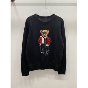 <span class=keywords><strong>Pull</strong></span> pour homme en jacquard populaire avec motif d'ours de dessin animé, de haute qualité, tendance automne-hiver, avec broderie tricotée sur le devant, logo, haute élasticité - Product Image 2