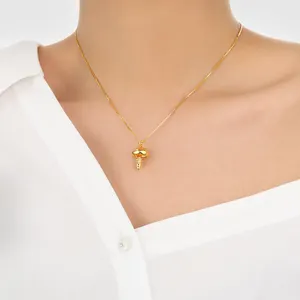 Customize High End Fine Jewelry Dainty Ladies Crafted 925 Cute Mushroom Women Pendant Sterling Silver Necklaces