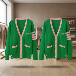 Cardigan en tricot géométrique épais pour homme Power Abaan Sports, à manches longues, anti-plis, col mandarin, fermeture éclair et boutons, idéal pour l'hiver - Product Image 3