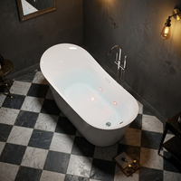 Bañera Acrílica Ovalada Moderna Blanca de 1.7m, de Diseño OEM, con Hidromasaje y Burbujas, para Uso en Interiores de Hoteles y Villas, DEWO EE631