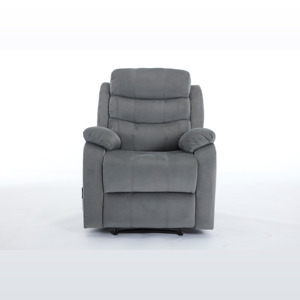 Fauteuil inclinable manuel Steph Plush contemporain en tissu rembourré avec massage lombaire, gris - Product Image 1