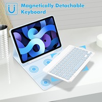 Nuevo Soporte Multiángulo para iPad Pro 11" M2, Ultra Delgado, Inalámbrico BT, Funda con Teclado de Imitación de Cuero No Mecánico, Retroiluminación RGB