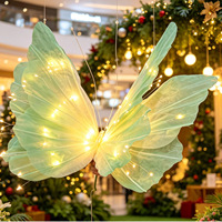 Papillon géant en gros avec lumière LED, ornement artisanal en gaze pour la décoration d'événements de mariage, de remise de diplôme et de la fête des Mères