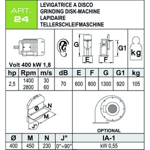 Lijadora de disco vertical Aceti 400mm, 2,2 kW 400V - Product Image 3