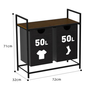 Cesto per Bucato a 2 Scomparti, Cesto per Vestiti Sporchi con Sacca Interna Rimovibile, Tessuto Oxford Riutilizzabile, Salvaspazio, Moderno Contenitore per Bagno <span class=keywords><strong>ECO</strong></span> - Product Image 1