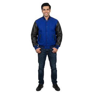 Blouson matelassé professionnel coupe-vent confortable avec manches en cuir, style universitaire haut de gamme, service OEM, prix abordable, vente en gros - Product Image 1