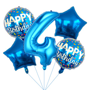 Hete 5-delige folie ballonboeketset, 18 inch ronde gelukkige verjaardag heliumballonnen, cijferballonnen voor verjaardagsdecoratie - Product Image 5