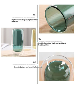 Tazas de café y té al por mayor resistentes a altas temperaturas, de doble vidrio transparente, para el hogar y el uso diario. - Product Image 3