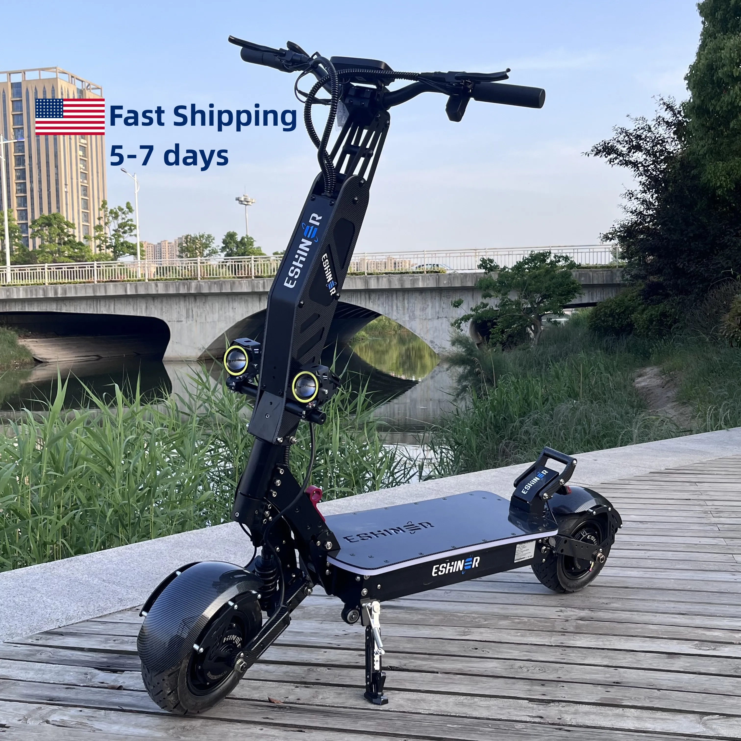 Almacén de EE. UU. Dual Motor Dropshippng 100Kmh impermeable de alta velocidad de dos ruedas Scooter eléctrico sin tarifa de envío con asiento