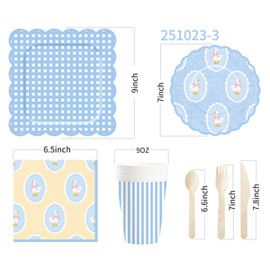 ชุดจานกระดาษลายวาฟเฟิลธีมสัตว์ ดีไซน์ใหม่ DAMAI ลายห่าน สุขสันต์วันเกิด พร้อมผ้าเช็ดปาก แก้วน้ำ และชุดอุปกรณ์บนโต๊ะอาหารแบบใช้แล้วทิ้ง - Product Image 5