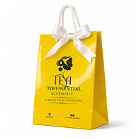 Sacs en papier haut de gamme personnalisés avec logo doré, écologiques, pour emballage de bijoux de luxe, avec ruban et nœud