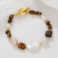 Bracelet et collier en pierre d'œil de tigre naturelle de haute qualité, perles baroques irrégulières, bijoux faits à la main, vente en gros