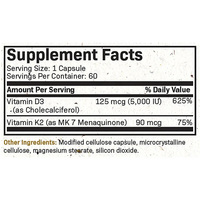 Formule sans OGM MAX Absorption Vitamines D3 5000 UI et Vitamine K MK7 125 mcg Supplément Pour La Croissance Des Cheveux