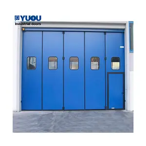 Exterior electric Bifold Thermal Insulation Sliding Aluminum Industrial Anti-Wind Safety Edges folding door