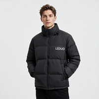 Veste d'hiver matelassée unisexe personnalisée LEDUO noire à col montant et fermeture éclair intégrale pour homme, idéale pour l'extérieur