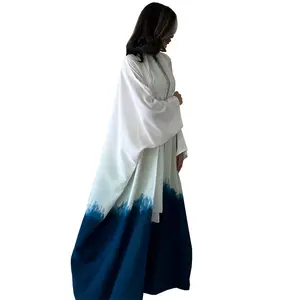 Vendita calda Kimono Abaya signore Tie tinge abiti sfumati bluse modeste Dubai Abaya donna abito musulmano