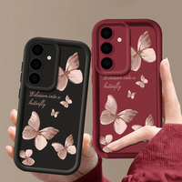 Coque en TPU souple papillon doré pour Samsung Galaxy A55 A54 A15 A56 A16 A35 A53 A25 5G S25 S24 S23 S22 Ultra Plus S23 FE housse de téléphone