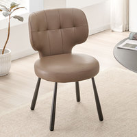 Chaise de salle à manger rembourrée moderne, chaise latérale en cuir PU souple avec pieds en métal pour cuisine et salon
