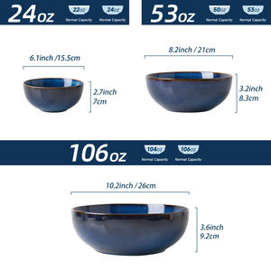 Juego de 3 cuencos de gres de cerámica grandes, medianos y pequeños para acampar para Fideos Ramen, ensalada de frutas, arroz - Product Image 2