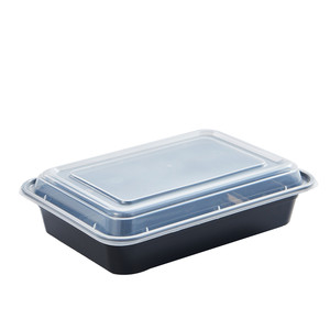 Contenedor de comida de plástico desechable <span class=keywords><strong>rectangular</strong></span> negro de 30oz, fiambrera de comida para microondas - Product Image 5