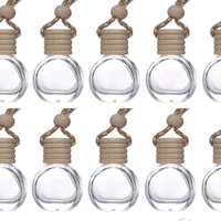 Diffuseur d'arômes suspendu en verre givré ovale pour voiture, avec bouchon en bois, décoration d'intérieur, flacon de parfum 5ml 10ml 15ml, vente en gros