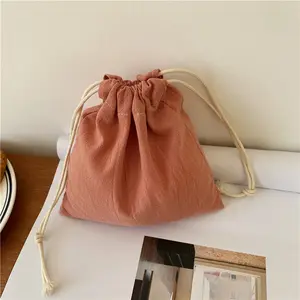 Bolsa pequeña de muselina de algodón y lino para regalo, bolsa con cordón de lona personalizada, ecológica