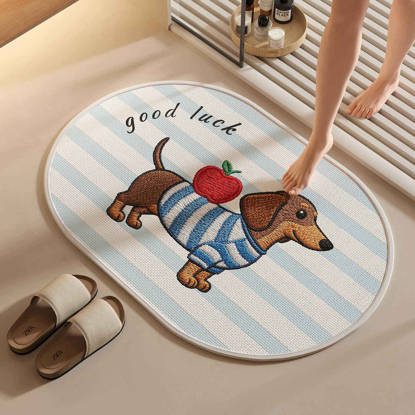 Broderie Chien Chanceux - Ovale