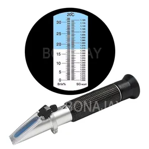 BJ-HT515ATC refraktometer bir genggam, refraktometer pembuat bir Brix 0-32% 1.000-1.120 Wort SG refraktomete gravitasi spesifik