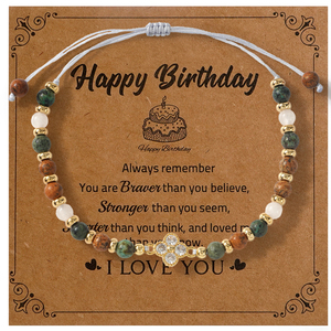 สร้อยข้อมือลูกปัด Go2boho สุขสันต์วันเกิด สร้อยข้อมือคริสตัลหินธรรมชาติ พร้อมบัตรของขวัญข้อความสำหรับเพื่อนสนิทผู้หญิง - Product Image 6