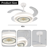 Contemporain Blanc 48 Pouces Salle À Manger Chambre Télécommande Caché Rétractable ABS Lame En Plastique Ventilateur De Plafond Électrique