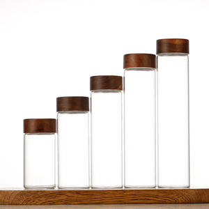 Frasco de Vidrio de Borosilicato de 47 mm de Diámetro con Tapa de Madera de Acacia y Plástico, Recipiente Hermético de Grado Alimenticio para Organización de Despensa - Product Image 3