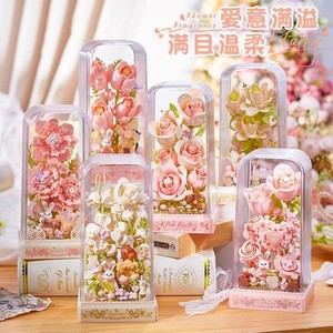 Bouquet di fiori di gelsomino con blocchi da costruzione e espositore quadrato, mattoncini piccoli per adulti, decorazione da scrivania, regalo di compleanno per donne - Product Image 2