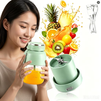 Blender portable rechargeable USB-C 4000 mAh, double capacité 800 ml, couvercle interchangeable, tasse à smoothie aux fruits, centrifugeuse à jus