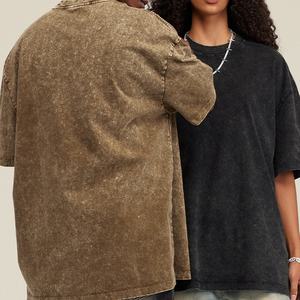 T-shirt délavé à l'acide pour hommes de style vintage en gros T-shirt blanc de style vintage surdimensionné 285 g/m² en coton 100% - Product Image 4