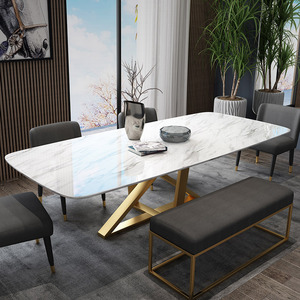 Luxury Smart <b>Marble</b> <b>Top</b> Dining Table Set Modern Designs With Metal Legs 6 Chairs Table Italian <b>Marble</b> Dining Table Table - Product Image 4