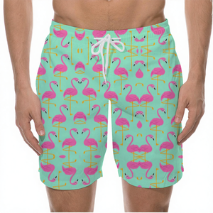 Pantalones Cortos Deportivos de Punto para Hombre, con Cordón Elástico, Estampado 3D de Flamencos y Flores, Impresión Digital Completa, Secado Rápido, Ecológicos, Casuales - Product Image 4