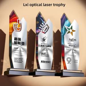 Ensemble de trophées en cristal métallique personnalisé |   Médailles de récompense pour réunions annuelles et <span class=keywords><strong>champions</strong></span> d'équipe exceptionnels avec impression UV - Product Image 2