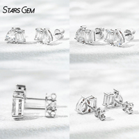 Серьги-гвоздики Starsgem с выращенными в лаборатории бриллиантами 1 карат (пара), классическая огранка, из цельного белого/желтого золота 10 карат, унисекс, в стиле ToietMo